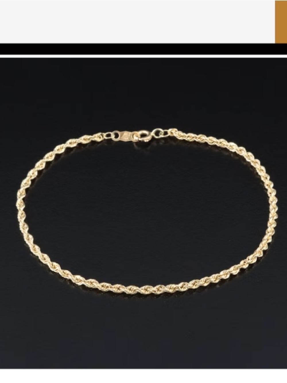 Delicate Like New 14k Gold Rope Chain Bracelet -  7.5”